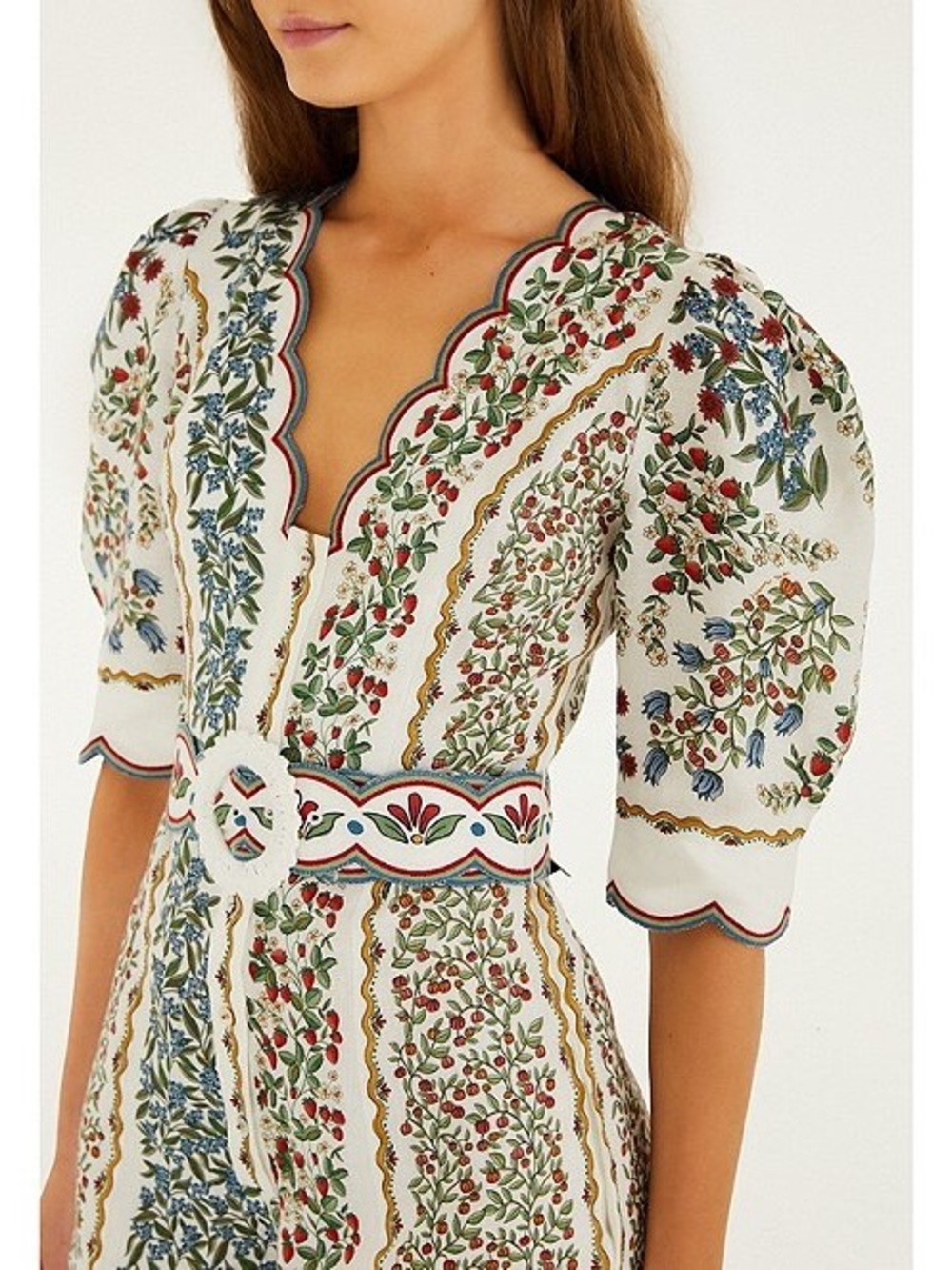 Farm Rio Fruit Beauty Off-White Linen Belted Romper Size M NWT $248 - Picture 3 of 15